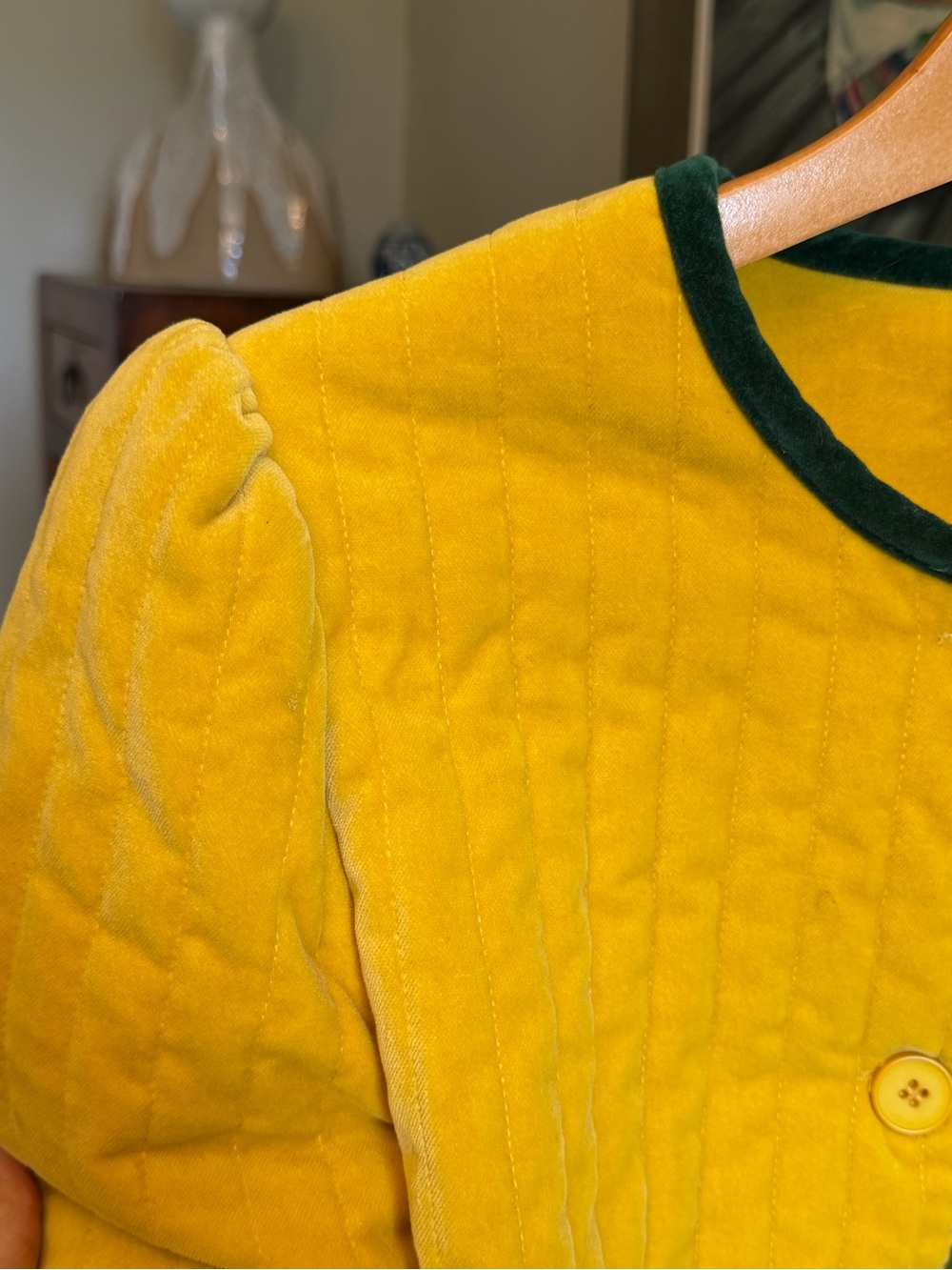 Urge Quilted Yellow Jacket with Dark Green Trim - Picture 8 of 10